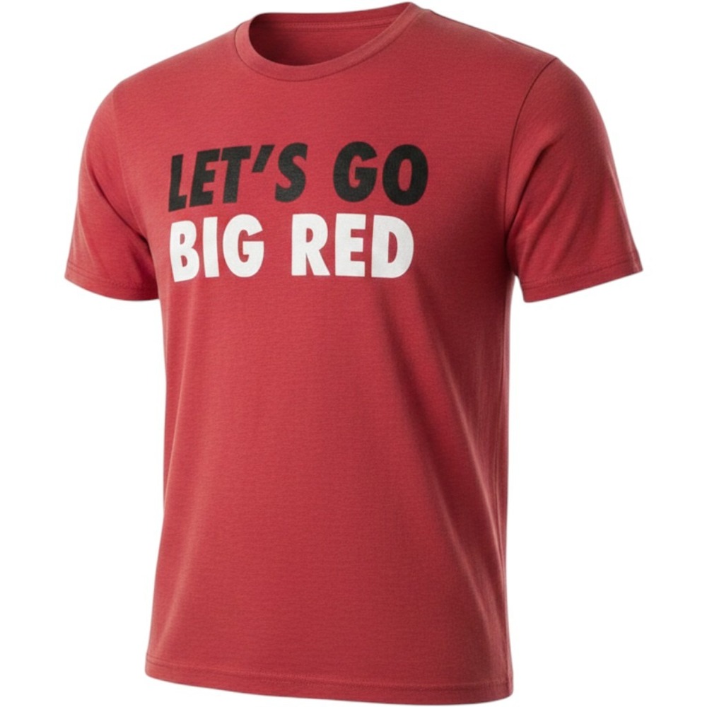 District Perfect Tri Mens M Red Lets Go Big Red Graphic T-Shirt Short Sleeve Tee